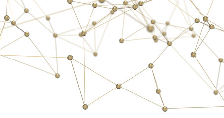 Gene lines and nodes, biological gene structure, 3d rendering.