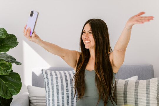 Happy wellness during video call at home