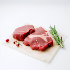 Fresh beef isolated on a white background. AI generated