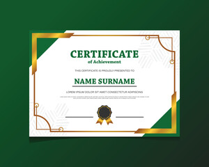 Elegant gradient golden luxury achievement certificate template design
