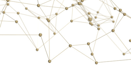 Gene lines and nodes, biological gene structure, 3d rendering.