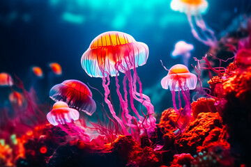 Fototapeta na wymiar Beautiful jellyfish in the ocean
