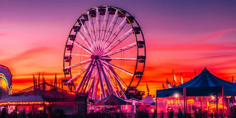 Deurstickers Ferris wheel at sunset © v.senkiv