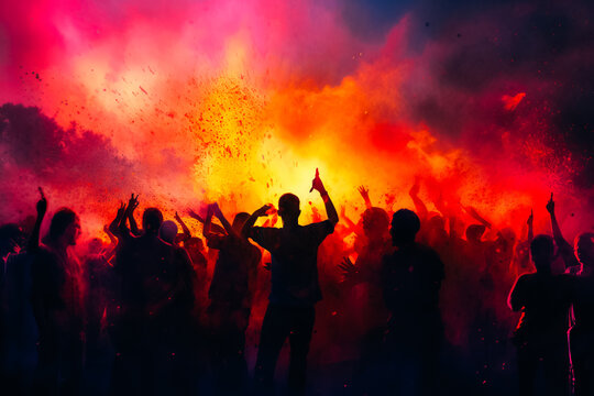 People participating in the Holi festival