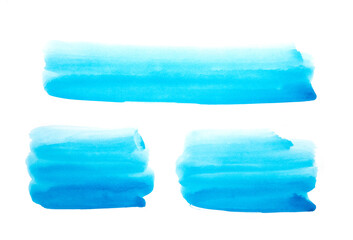 Blue abstract painted ink strokes set on watercolor paper.