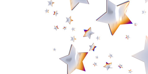 Holiday backdrop made of silver stars and sparkles on white wooden background. New Year concept. - png transparent