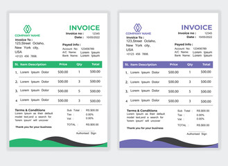 Business Minimal Corporate Invoice design template vector illustration bill form price . Creative template and stationery design payment agreement design template Cash Memo, Vector Quotation Design