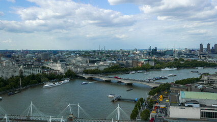 Beautiful city view from the top of the London Eye in London