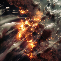 Fiery Earth A Captivating View of our Planet Engulfed in Flames Generative AI