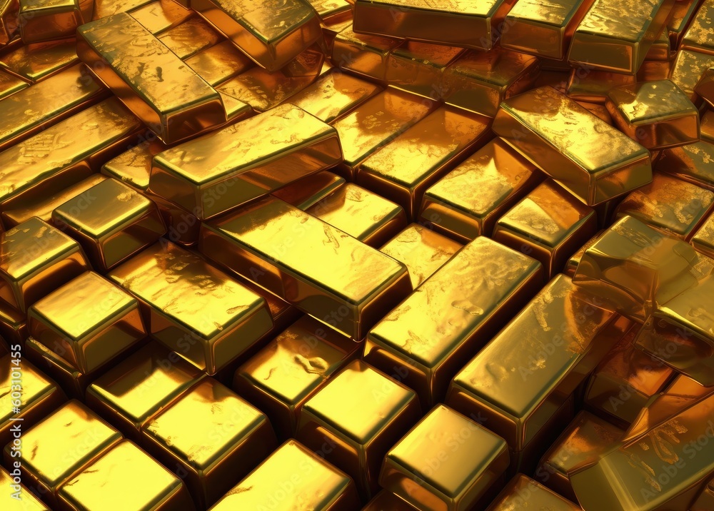 Poster stack of gold bars, financial concepts created with generative ai technology