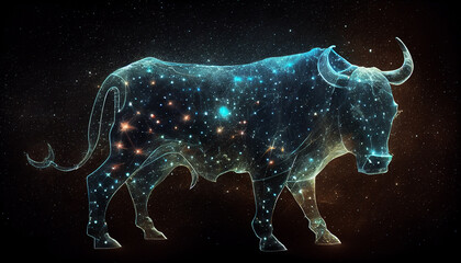 Taurus zodiac constellation, astrology, astronomy. AI generated