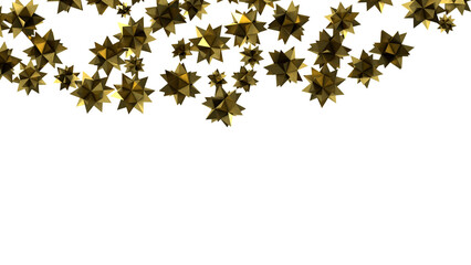 Stars - stars. Confetti celebration, Falling golden abstract decoration for party, birthday celebrate, (PNG transparent)
