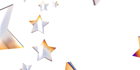 Abstract pattern of random falling silver stars on white background. - png transparent