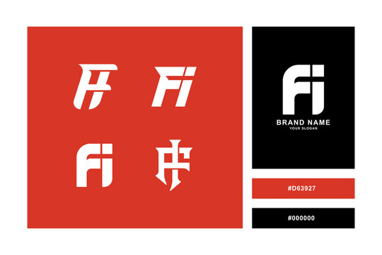 Monogram collection letter FI or IF with interlock, modern style good for brand, clothing, apparel, streetwear, baseball, basketball, football and etc
