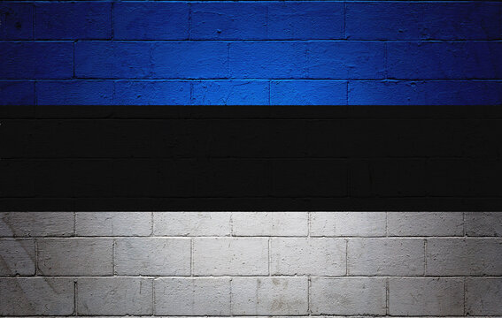 Estonian flag painted on a wall