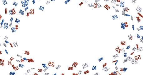 3d golden 25 years anniversary celebration with star background. 3d illustration.  - PNG transparent