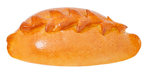 Bun pie baked, isolated on transparent background .