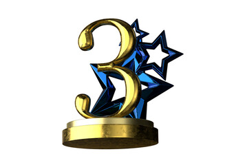 Celebrating Excellence: Striking 3D Illustration of Third Place Accomplishment