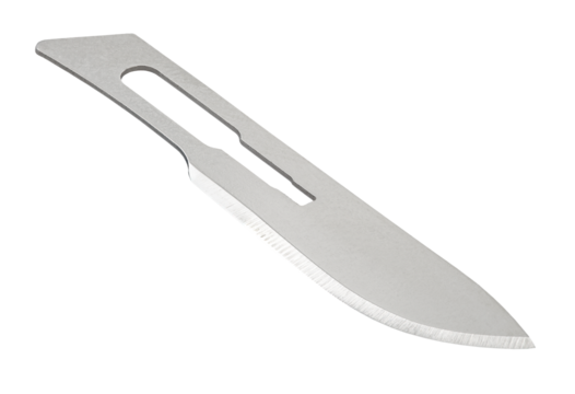 Scalpel blade is replaceable medical, surgical cutting tool, isolated on transparent background .