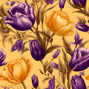 Colorful Flowers on Yellow Background