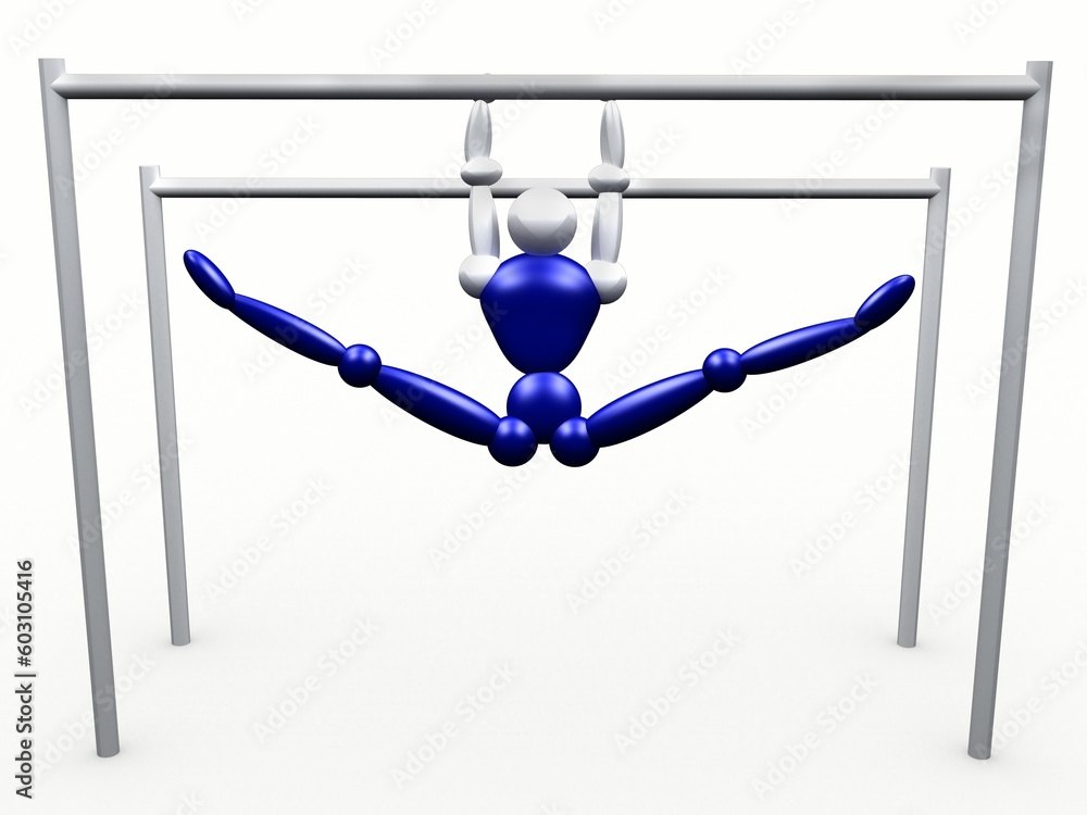 Poster computer generated inage of an 3d athlete on parallel bars