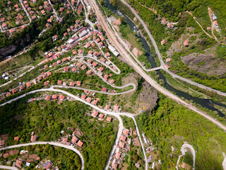 Aerial view of iskar gorge near village of Bov, Bulgaria