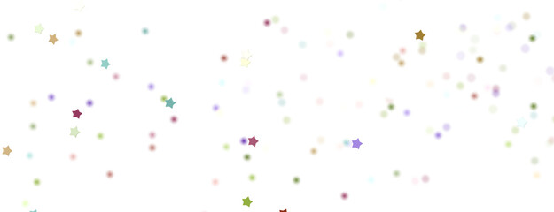 XMAS Banner with colored decoration. Festive border with falling glitter dust and stars.