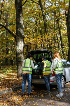 Environmental activist car preparation equipment nature teamwork 