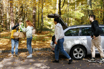 Volunteering social movement uniform eco campaign vehicle 