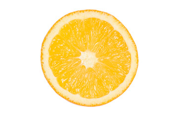 Close up of orange slice isolated on white background