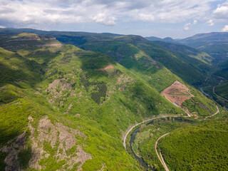 Aerial view of iskar gorge near village of Bov, Bulgaria