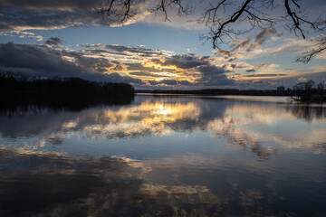 Fototapeta na wymiar sunset over a pond in southern Bohemia