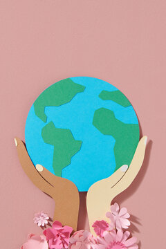 Creative Origami design world environment and earth day paper cut