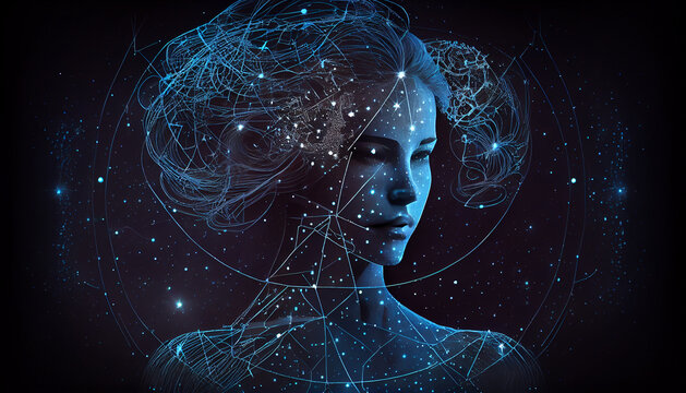Virgo zodiac constellation, astrology, astronomy. AI generated