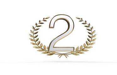 Obraz premium Crafting Greatness: Striking 3D Illustration Depicting Second Place Success