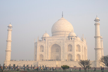 The Taj Mahal at sunrise in Agra, India