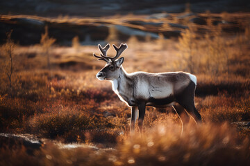 Obraz premium Reindeer in nature. Generative AI