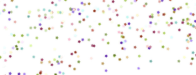 XMAS Banner with colored decoration. Festive border with falling glitter dust and stars.  png transparent