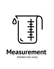 Kitchen Measurement Glass Cup Container Sign Thin Line Icon Emblem Concept. Vector illustration of Cooking Equipment