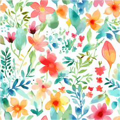 Seamless Pattern Watercolor Flowers
