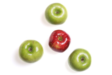 Red and green apples isolated on white background