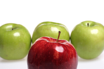 Red and green apples isolated on white background