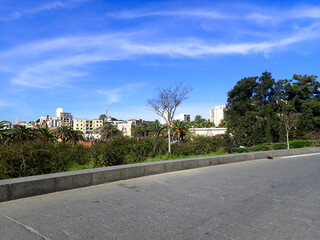 Alger the capital city of Algeria, North Africa, city centre of Algiers, the capital of Algeria, Landscape of Algiers city With port and mediterranean sea and white buildings, Arab Maghreb Africa.