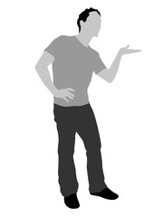 man with open palm on isolated background