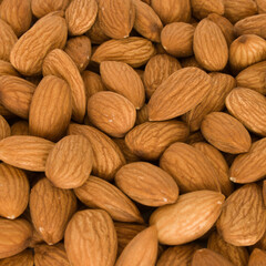 Lot of selected almonds close up