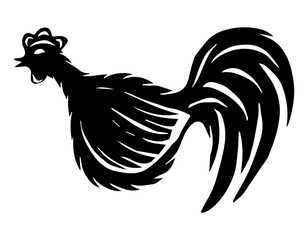 Decorative Rooster handmade. The stylized rooster is decorated with floral ornaments. Rooster isolated on white background.