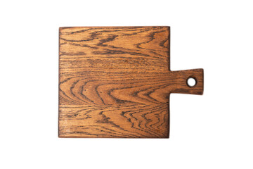 Modern wooden cutting board isolated on white background. Recipe. Kitchenware.