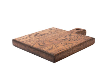 Modern wooden cutting board isolated on white background. Recipe. Kitchenware.