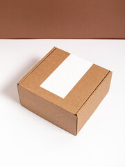 Cardboard box. Mock up. Space for text. Gift box or shipping box