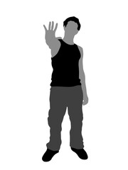 man showing palm on isolated background